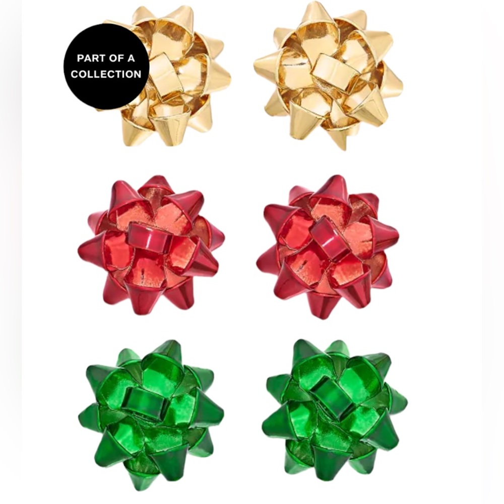Holiday Lane Multi-Tone 3-Pc. Set Bow Stud Earrings